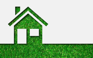Simple green eco house icon