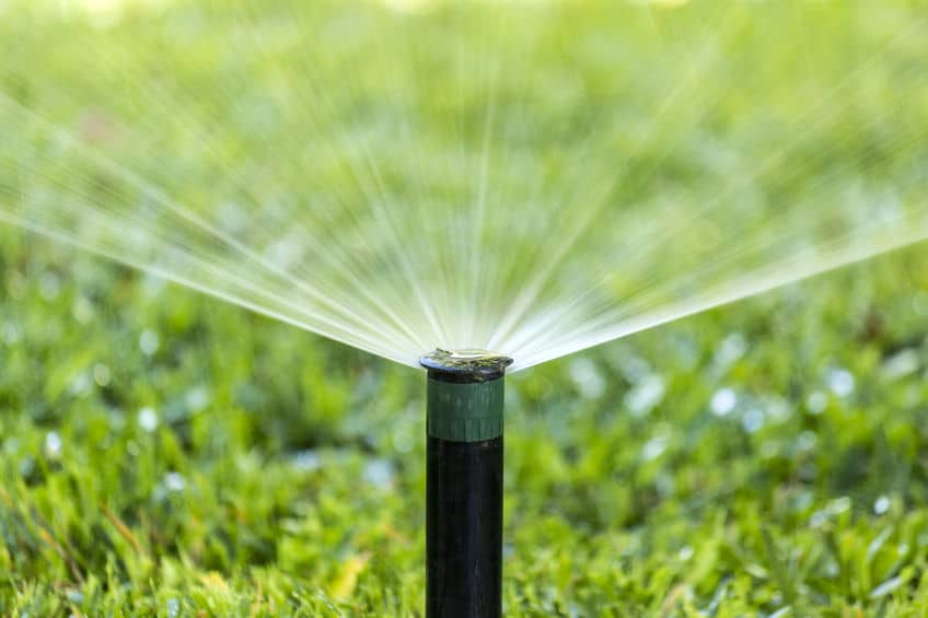 sprinkler head that could use conservation tips for smart irrigation month