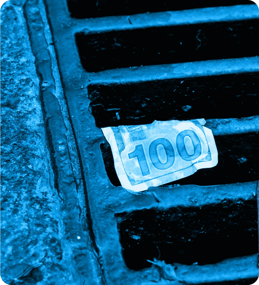 Money in water drain